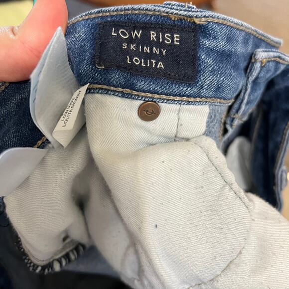 Lucky Brand Low Rise Lolita Skinny Jeans Distressed Stretch Medium Wash Sz 14/32 - Picture 7 of 9